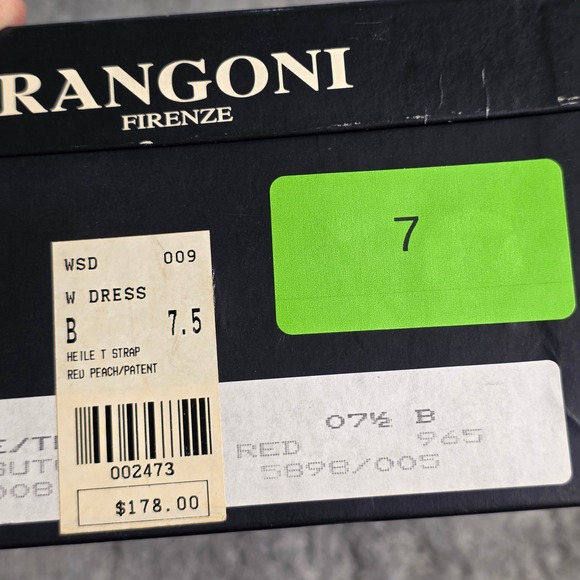 Rangoni Firenze Red T Strap Italian Leather‎ Heels Pointed Toe Patent 7.5 B NEW - Picture 6 of 6